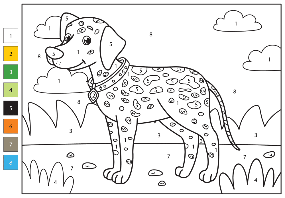Dalmatian Color By Number Coloring Page Md Coloring Page — Free Printable — free printable coloring page